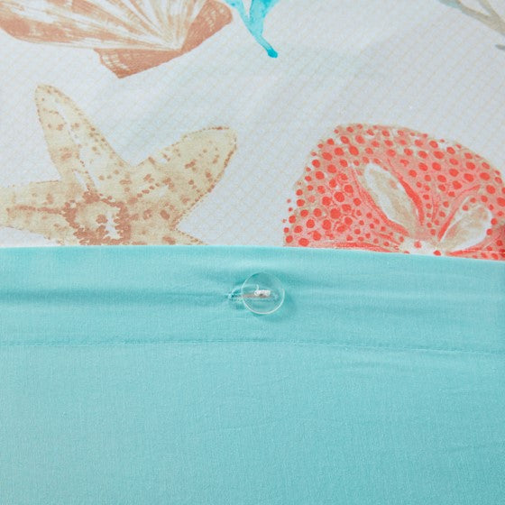 Pebble Beach 6 Piece Cotton Sateen Duvet Cover Set - Coral
