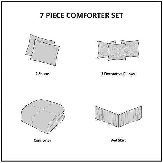 Pebble Beach Cotton Sateen Comforter Set 7PC - Aqua