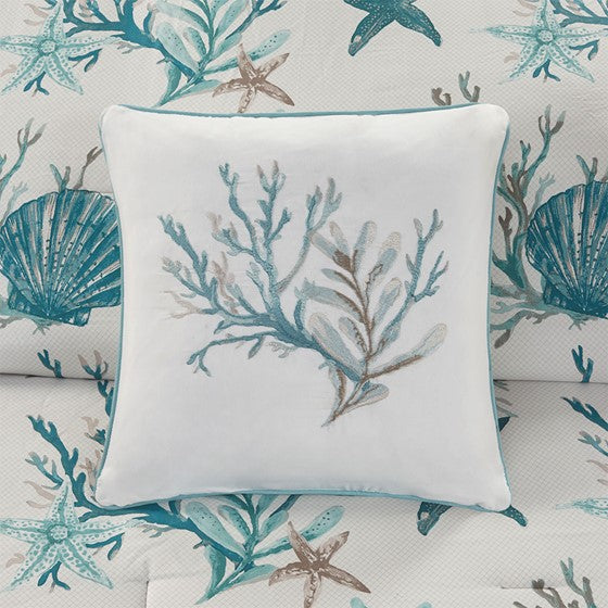 Pebble Beach Cotton Sateen Comforter Set 7PC - Aqua
