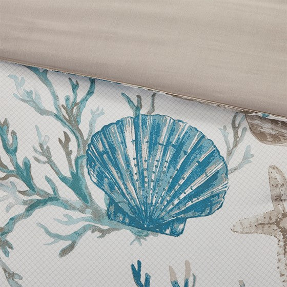 Pebble Beach Cotton Sateen Comforter Set 7PC - Aqua