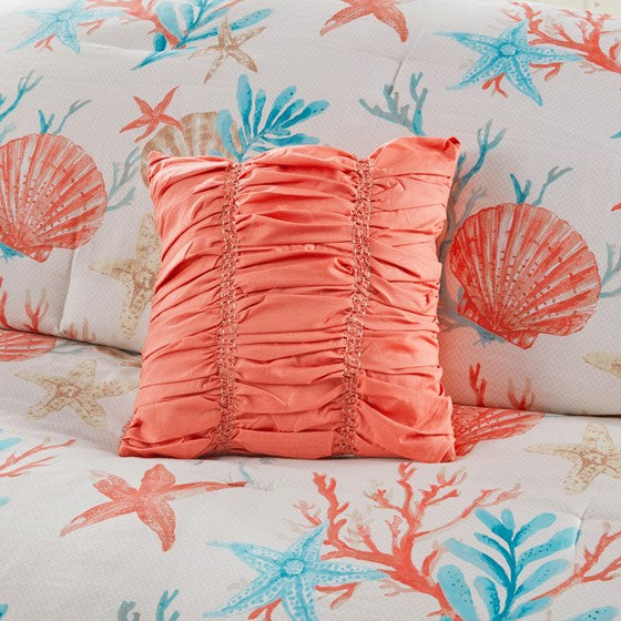 Pebble Beach Cotton Sateen Comforter Set 7PC - Coral