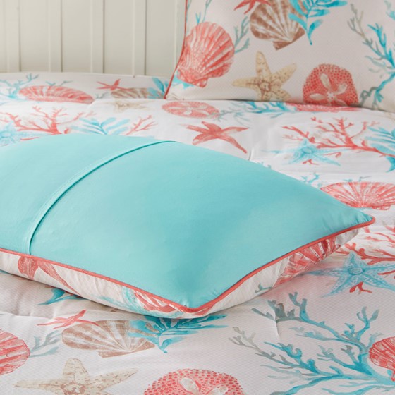 Pebble Beach Cotton Sateen Comforter Set 7PC - Coral