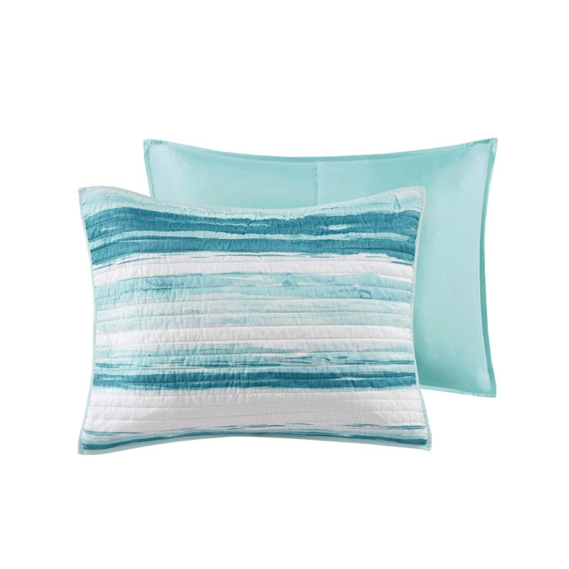 King Coastal Themed Quilt Set - Queen Aqua Quilt Set - Marina 6PC Set