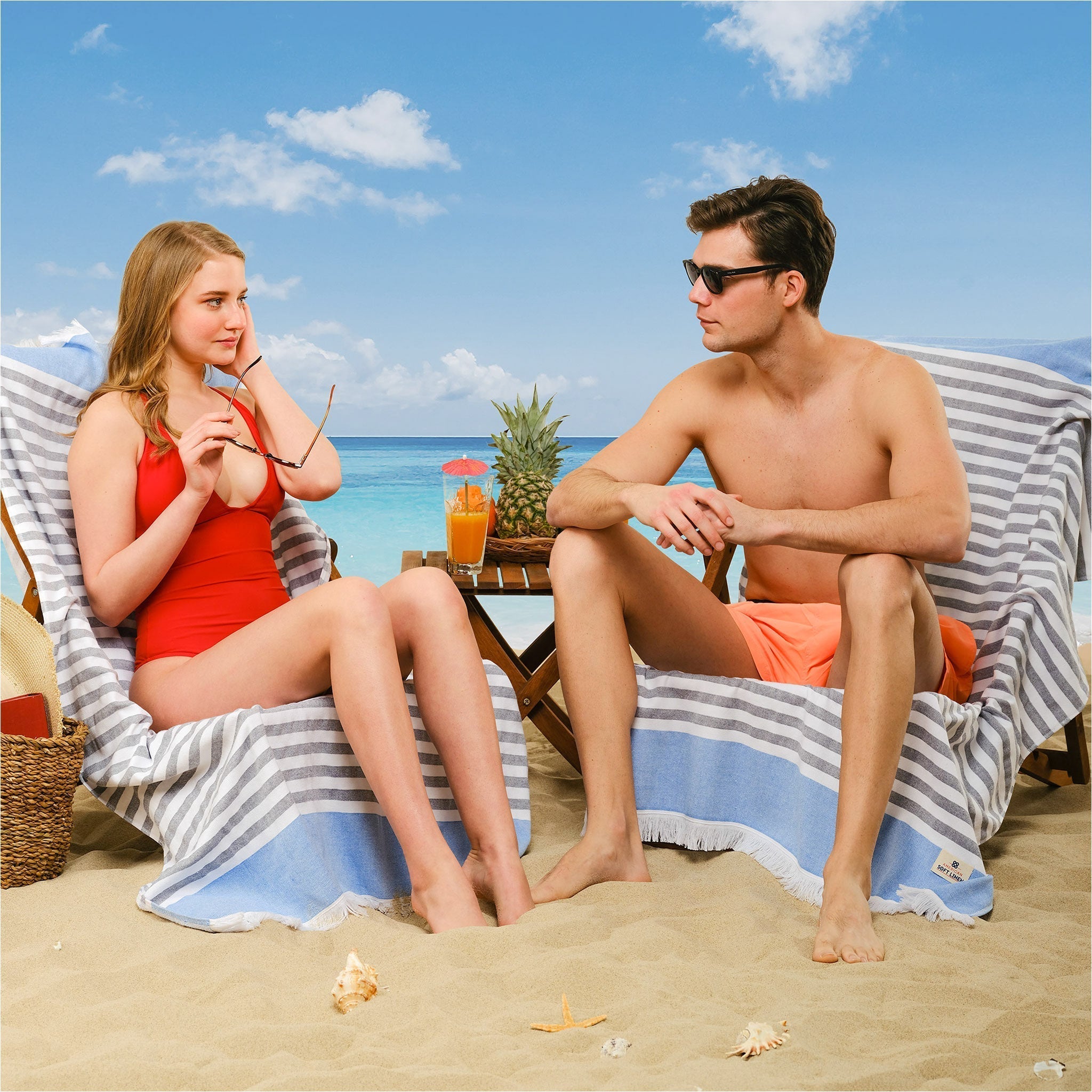 Mediterranean 100% Cotton Turkish Bath Towels
