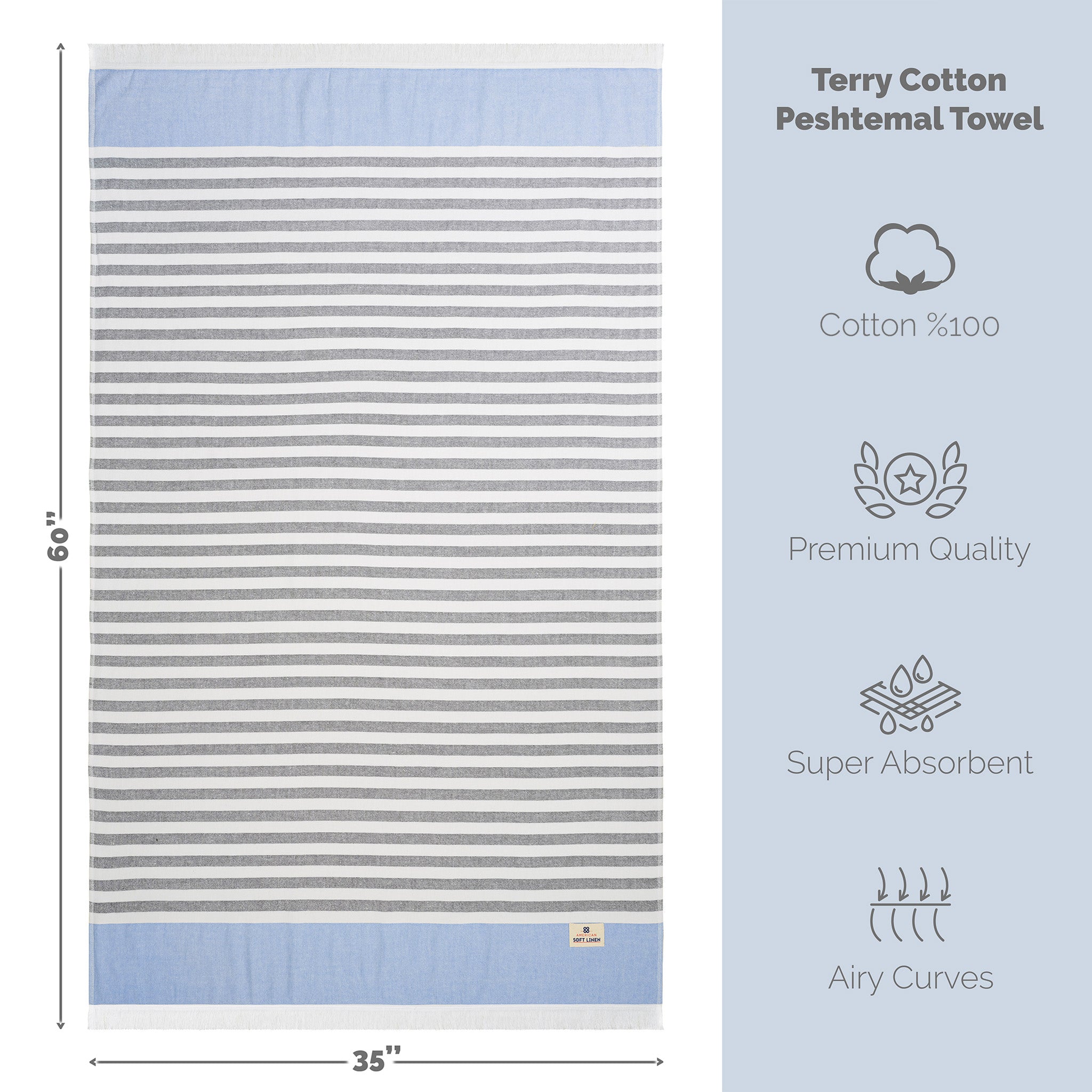 Mediterranean 100% Cotton Turkish Bath Towels