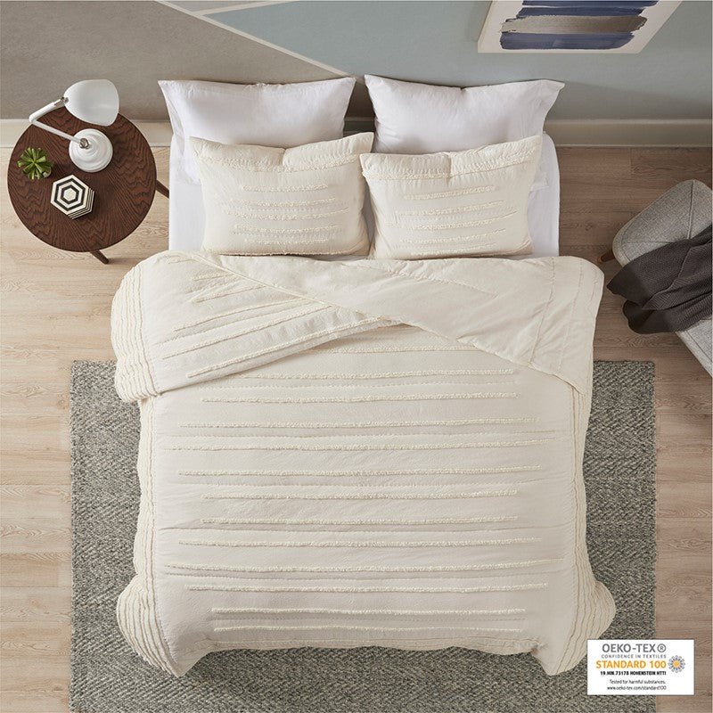 Mercer 100% Cotton Quilt Set with Chenille Trims 3PC