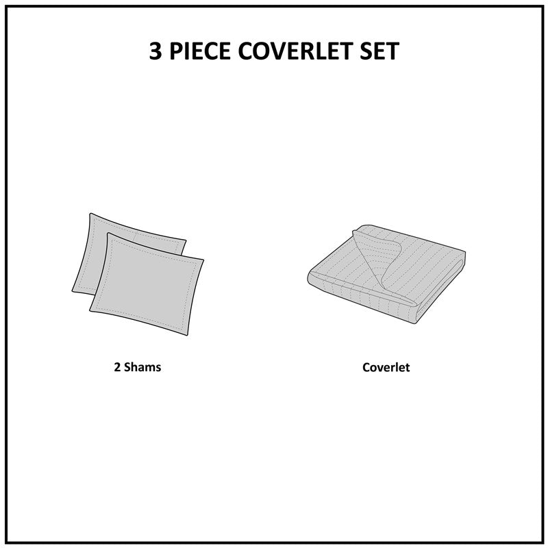 Mercer 100% Cotton Quilt Set with Chenille Trims 3PC