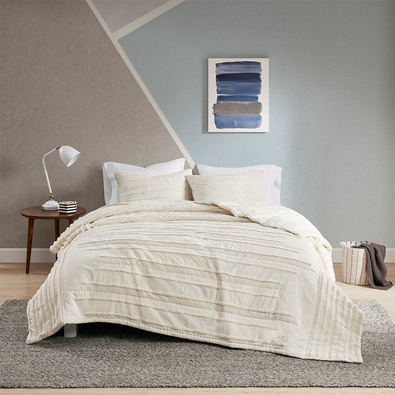 Mercer 100% Cotton Quilt Set with Chenille Trims 3PC - Quahog Bay Bedding