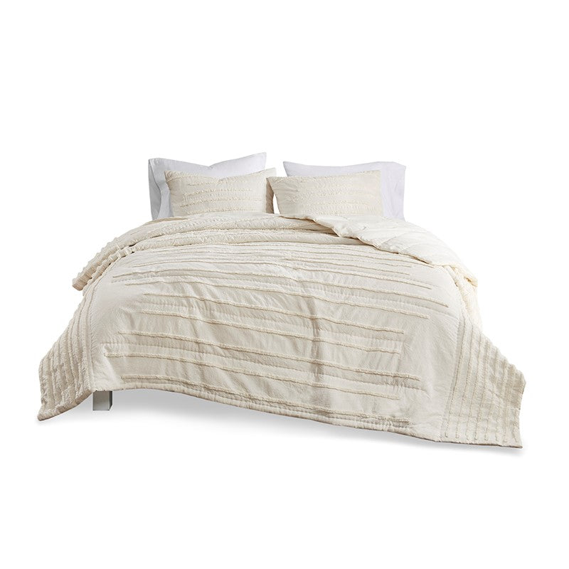 Mercer 100% Cotton Quilt Set with Chenille Trims 3PC