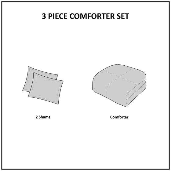 Mila Contemporary Cotton Comforter Set with Chenille Tufting in Gray