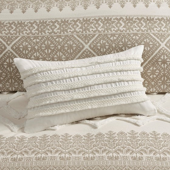 Mila Contemporary Cotton Comforter Set with Chenille Tufting in Taupe