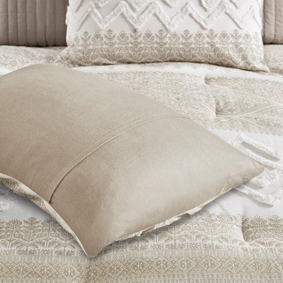 Mila Contemporary Cotton Comforter Set with Chenille Tufting in Taupe