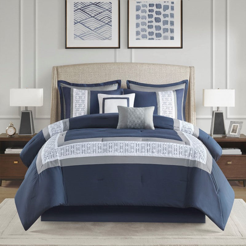 Nautical Powell 8 Piece Queen Nautical Comforter Set - Complete Bedding Ensemble