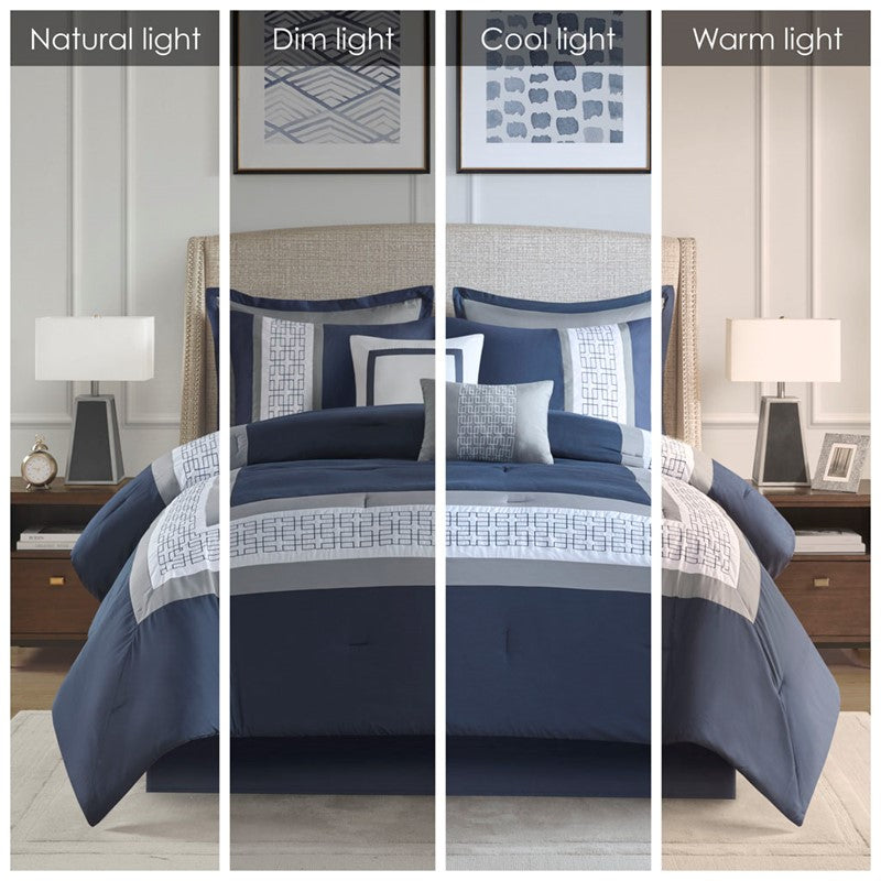 Nautical Powell 8 Piece Queen Nautical Comforter Set - Complete Bedding Ensemble