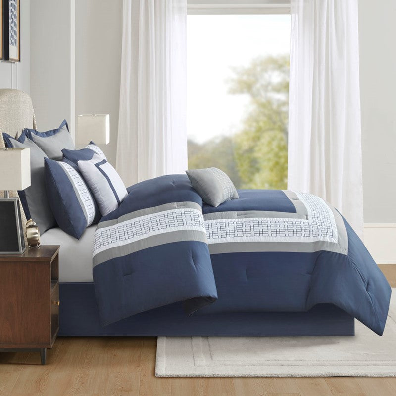 Nautical Powell 8 Piece Queen Nautical Comforter Set - Complete Bedding Ensemble