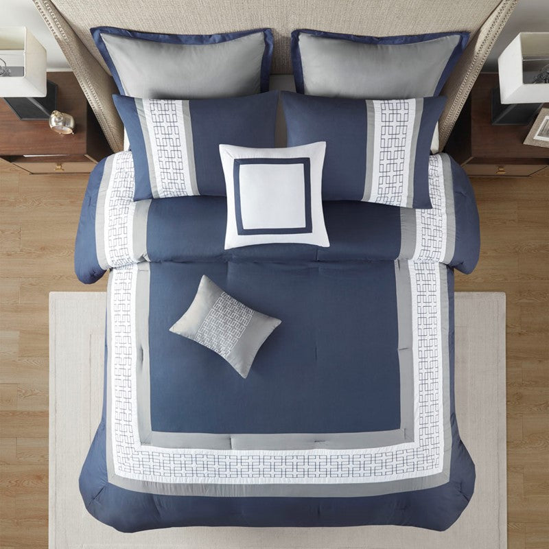 Nautical Powell 8 Piece Queen Nautical Comforter Set - Complete Bedding Ensemble