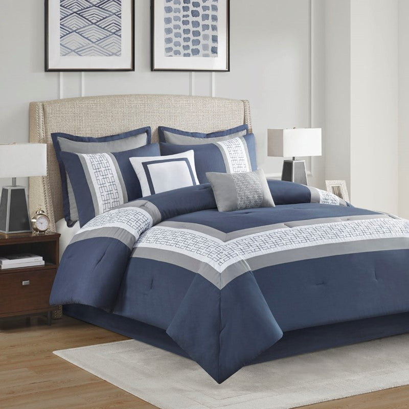 Nautical Powell 8 Piece Queen Nautical Comforter Set - Complete Bedding Ensemble
