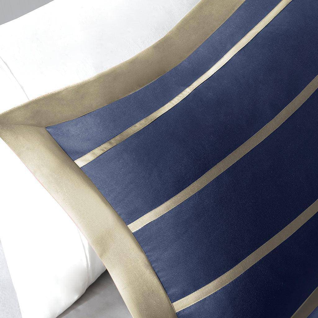 Navy Khaki Stripe 4PC Duvet Cover Set - Nautical Duvet Cover Sets