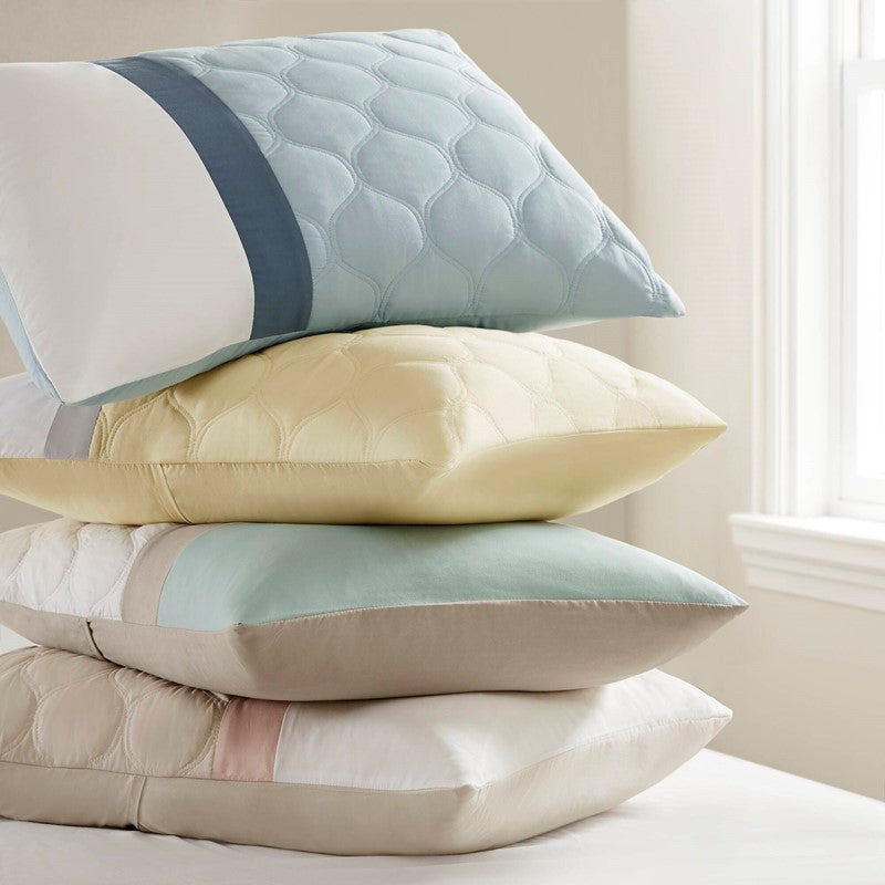Embroidered Medallion Comforter Set -  Seafoam Medallion Bedding Set - 8PC