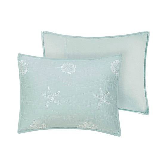 Seaside Coastal 100 Cotton Aqua 4pc Quilt Set With Beautiful Sea Tiffany Blue Hues