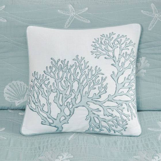 Seaside Coastal 100 Cotton Aqua 4pc Quilt Set With Beautiful Sea Tiffany Blue Hues