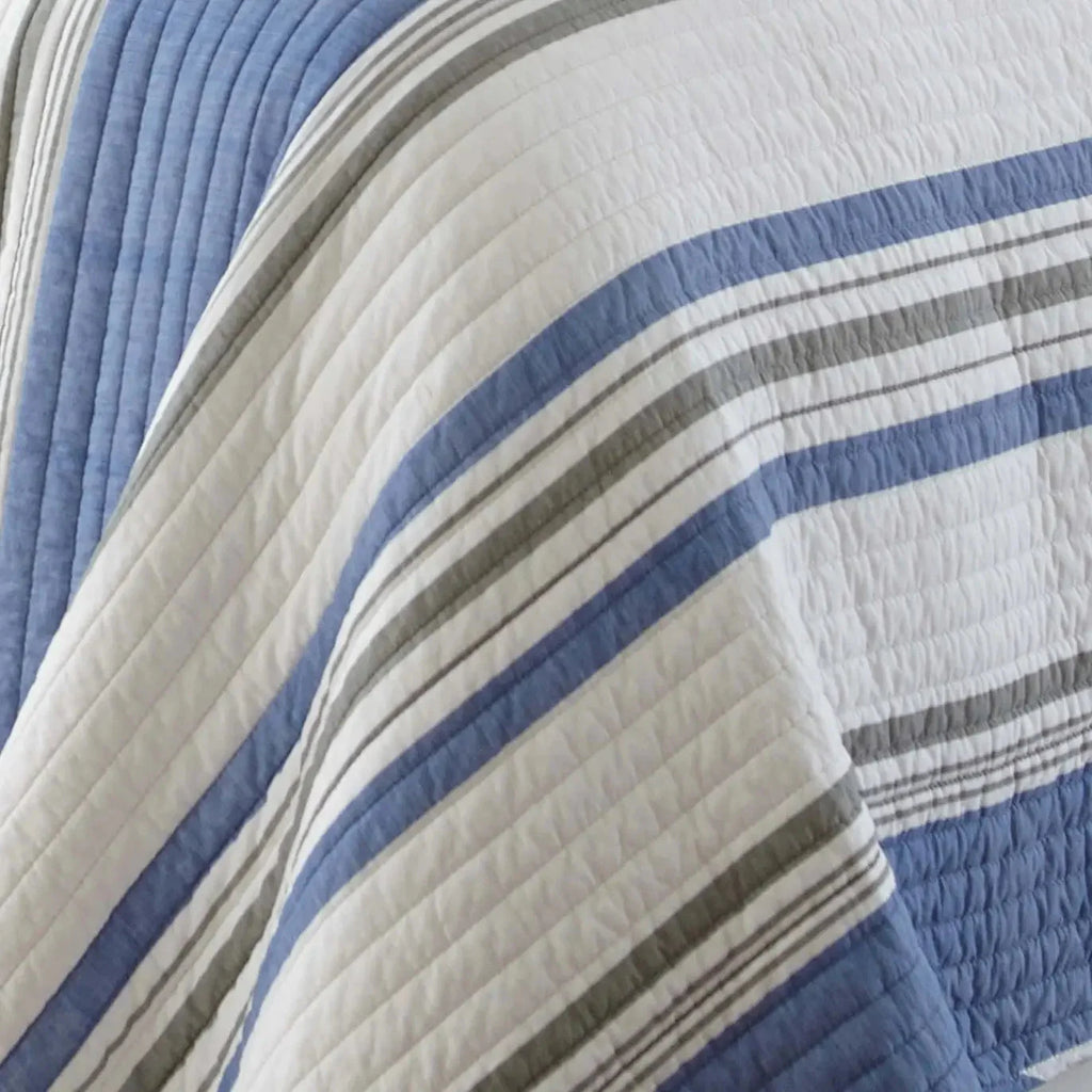 Universal V Berth 100% Cotton St. Bart Royal Stripe 3PC Quilt Set