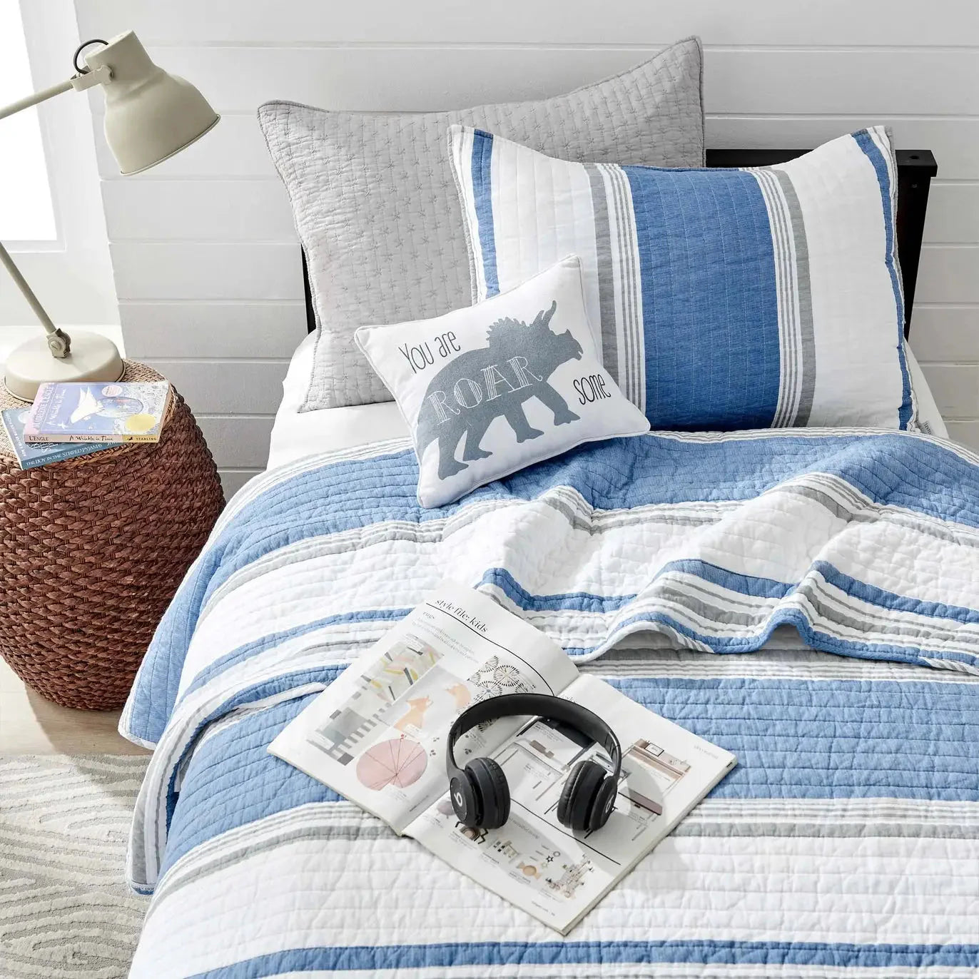 Universal V Berth 100% Cotton St. Bart Royal Stripe 3PC Quilt Set