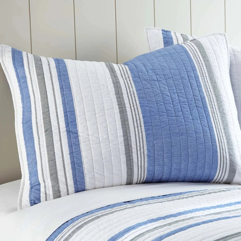Universal V Berth 100% Cotton St. Bart Royal Stripe 3PC Quilt Set