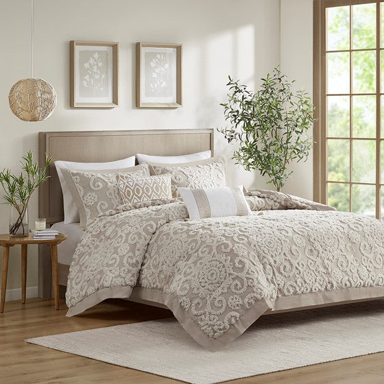 Suzanna Cotton Boho Medallion Comforter Set - Taupe