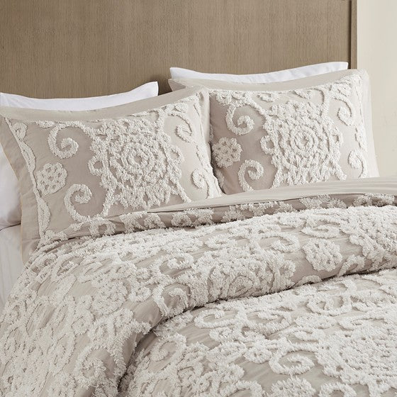 Suzanna Cotton Boho Medallion Comforter Set - Taupe