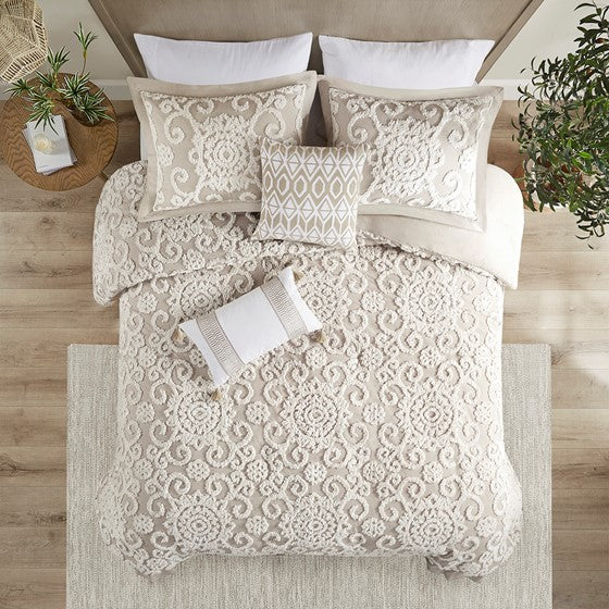 Suzanna Cotton Boho Medallion Comforter Set - Taupe