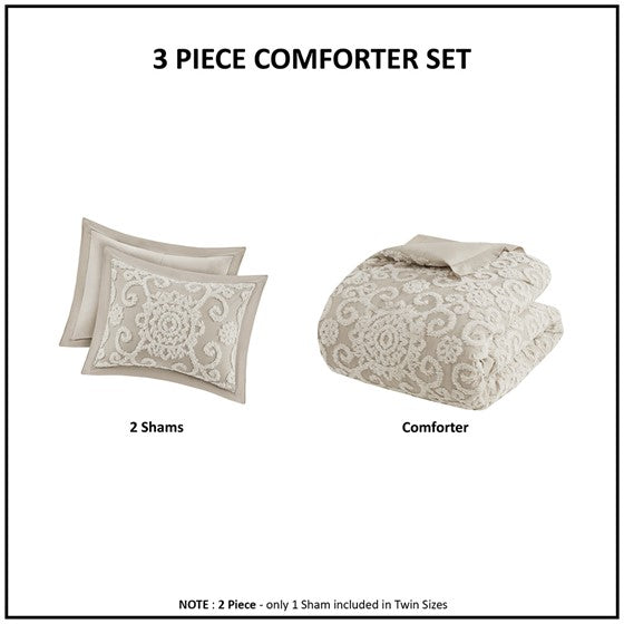 Suzanna Cotton Boho Medallion Comforter Set - Taupe