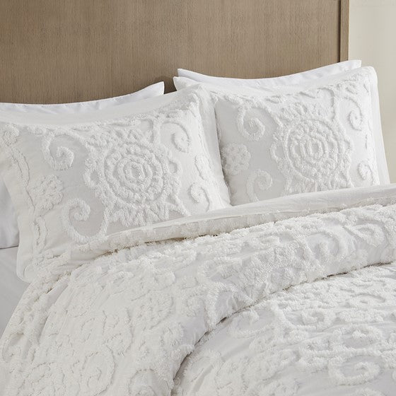 Suzanna Cotton Boho Medallion Duvet Cover Set - Ivory