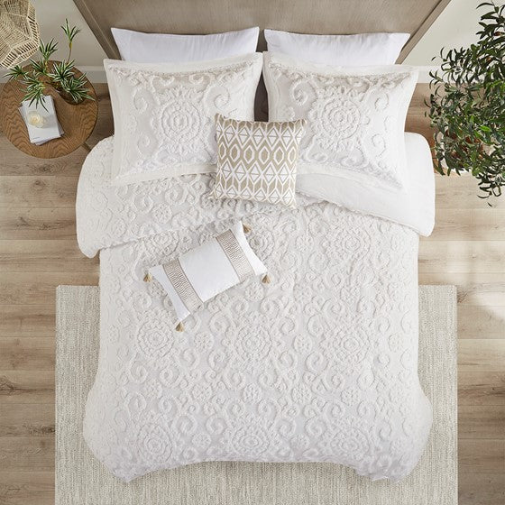 Suzanna Cotton Boho Medallion Duvet Cover Set - Ivory