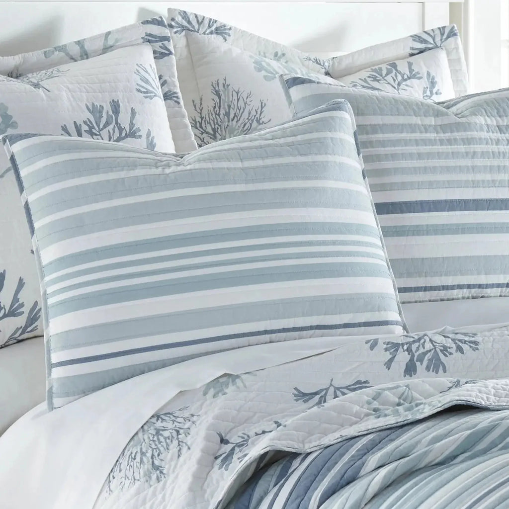 Universal V Berth Truro Blue And White Stripe 100% Cotton  Quilt Set Yacht Bedding