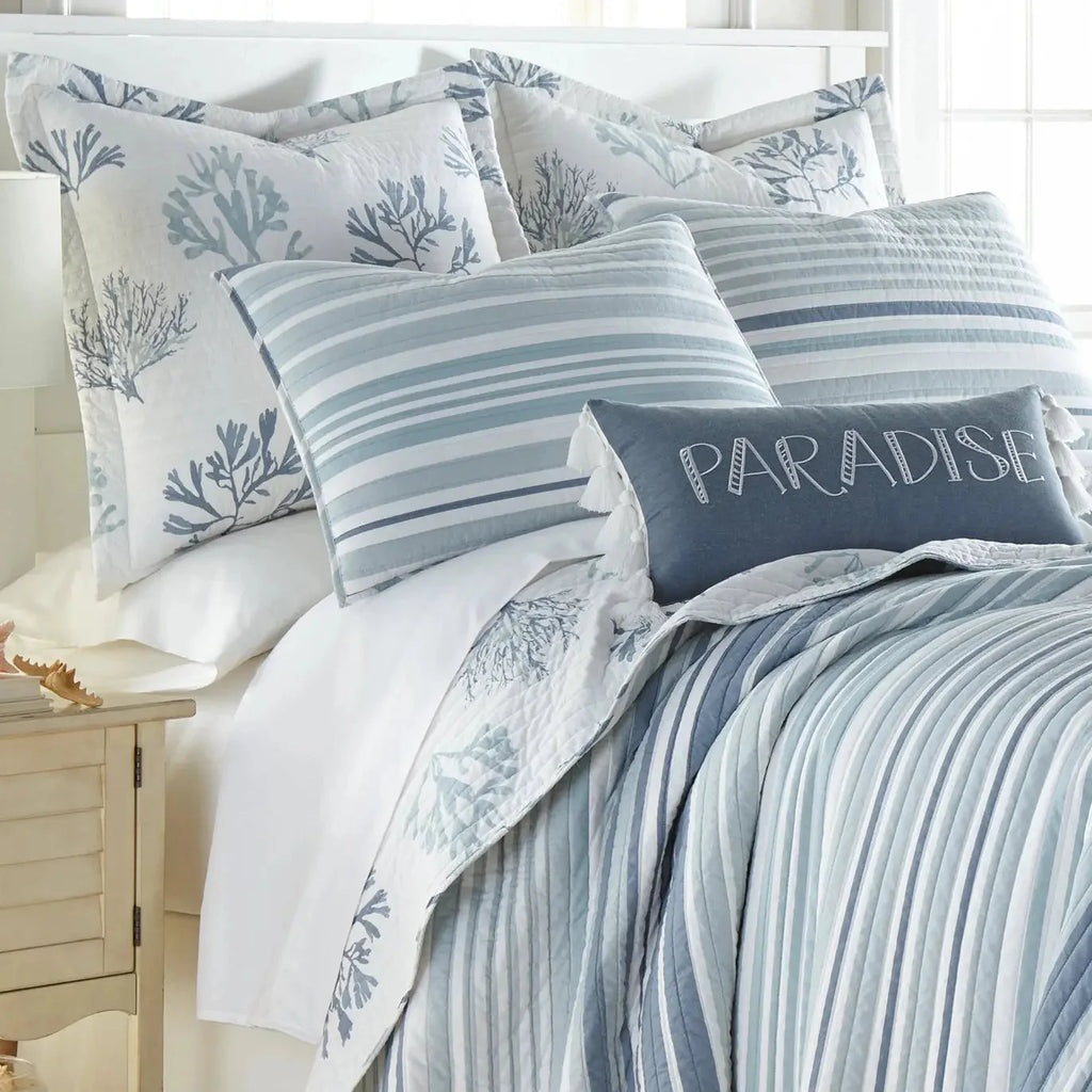 Universal V Berth Truro Blue And White Stripe 100% Cotton  Quilt Set Yacht Bedding