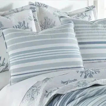 Universal V Berth Truro Blue And White Stripe 100% Cotton  Quilt Set Yacht Bedding