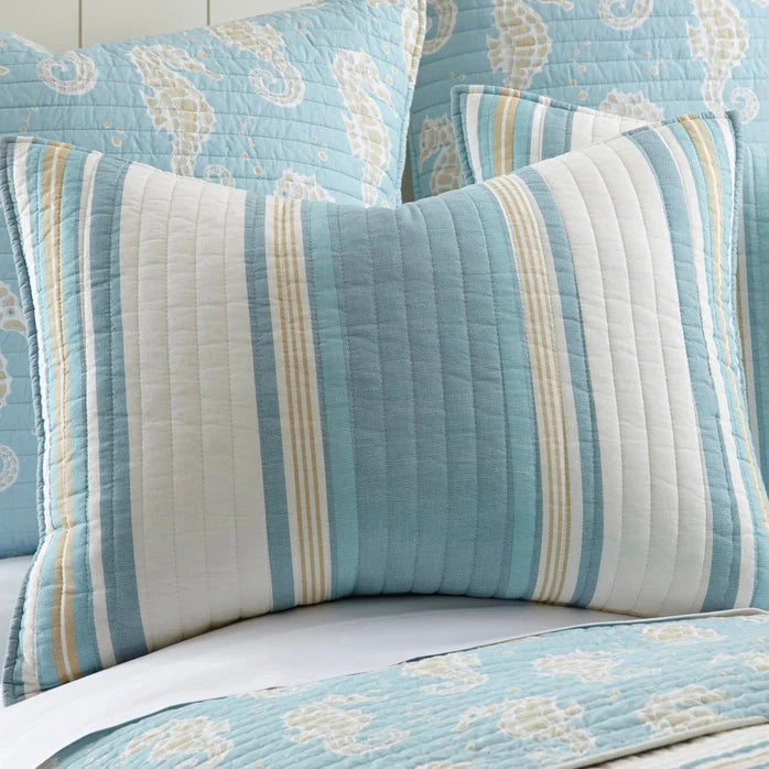 Universal V Berth 100% Cotton Blue Maui 3PC Quilt Set Yacht Bedding