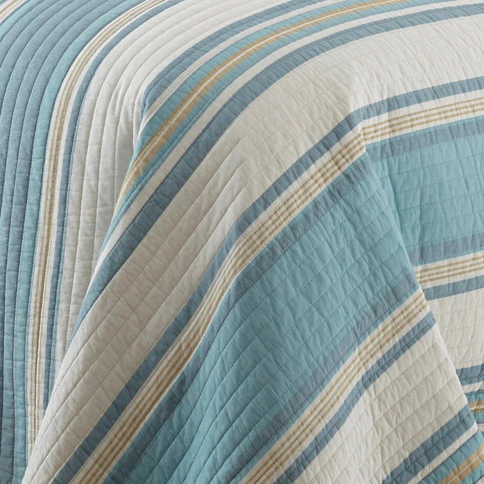 Universal V Berth 100% Cotton Blue Maui 3PC Quilt Set Yacht Bedding