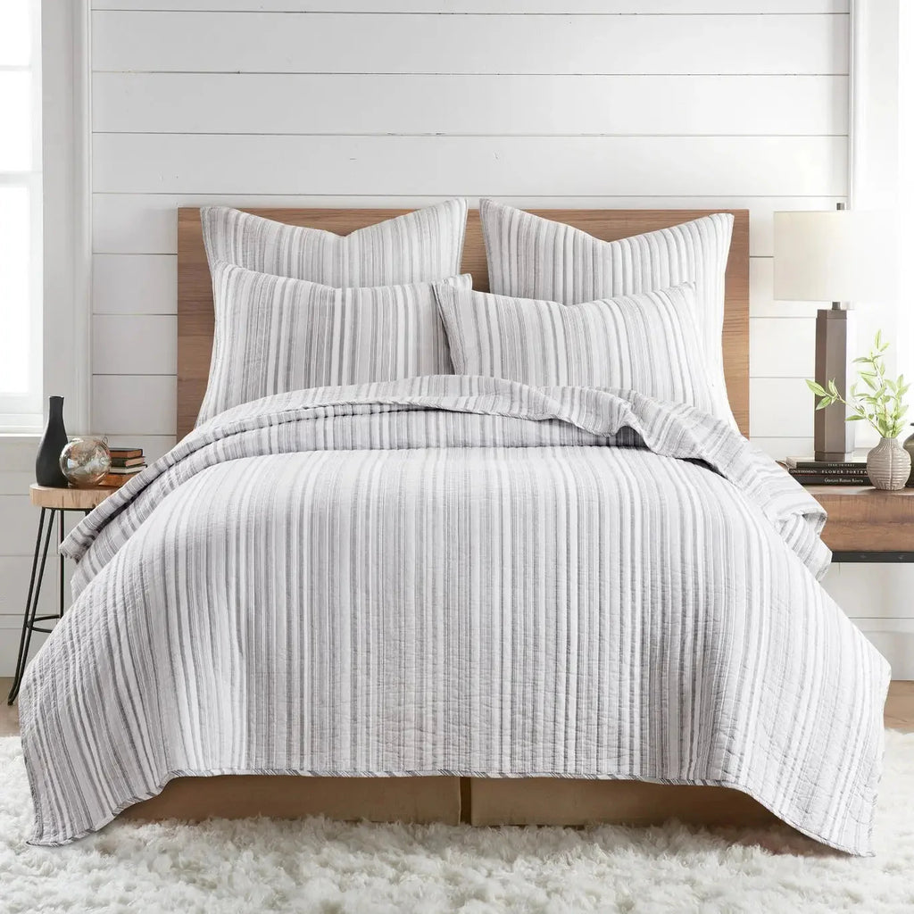 Universal V Berth Grey Bondi Stripe Quilt Cover Set Yacht Bedding