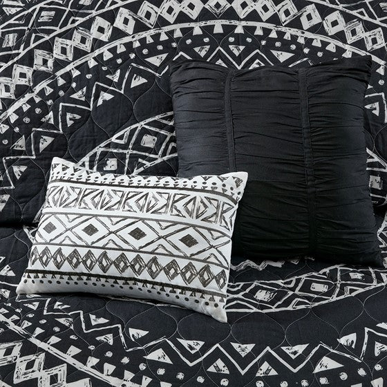 Larissa Oversized Medallion 7 PC Cotton Reversible Quilt Set