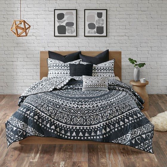 Larissa Oversized Medallion 7 PC Cotton Reversible Quilt Set