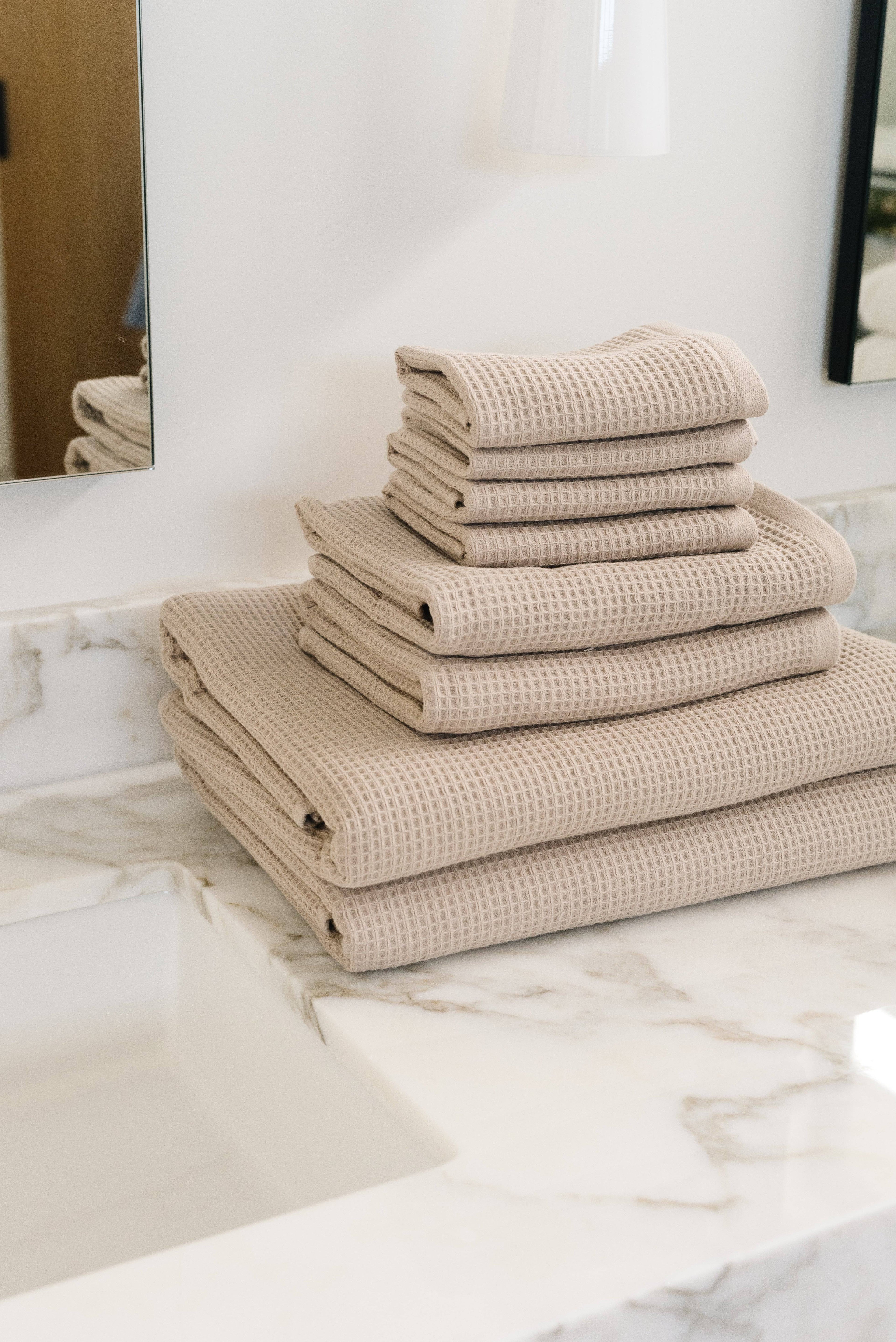 Waffle Bath Towel Set Bamboo Cotton Blend