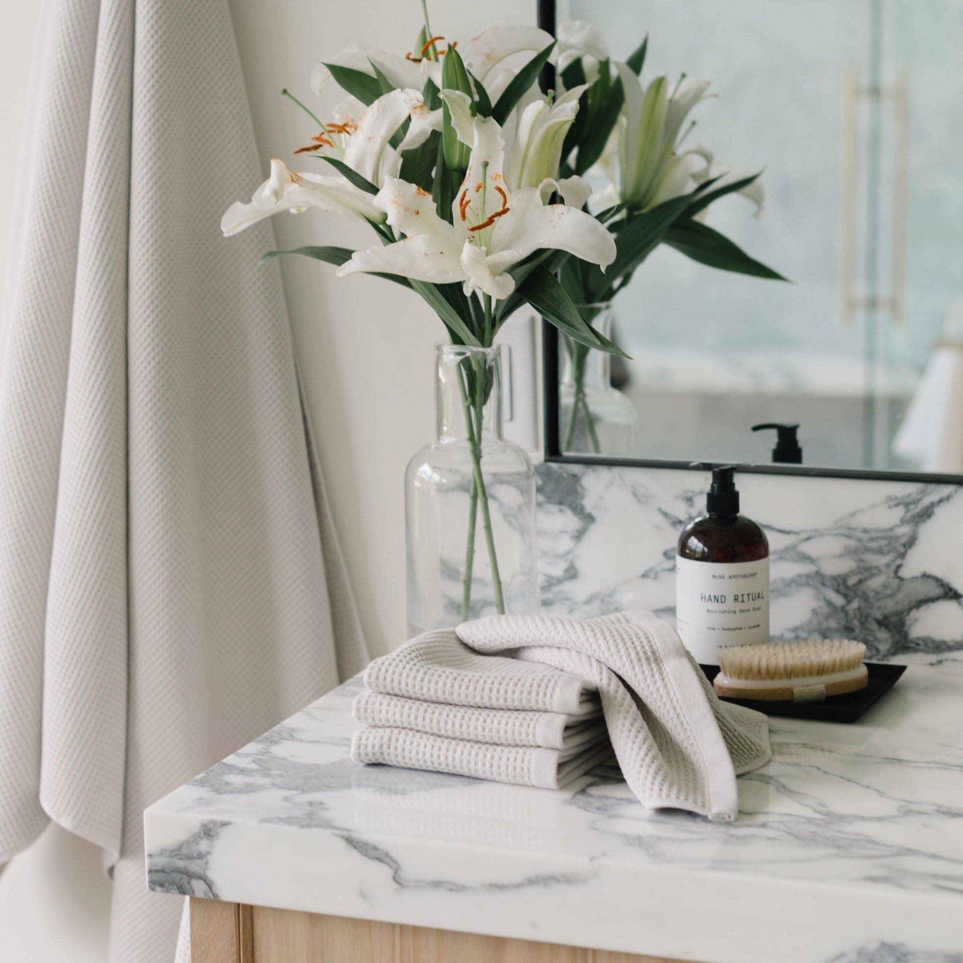 Waffle Bath Towel Set Bamboo Cotton Blend