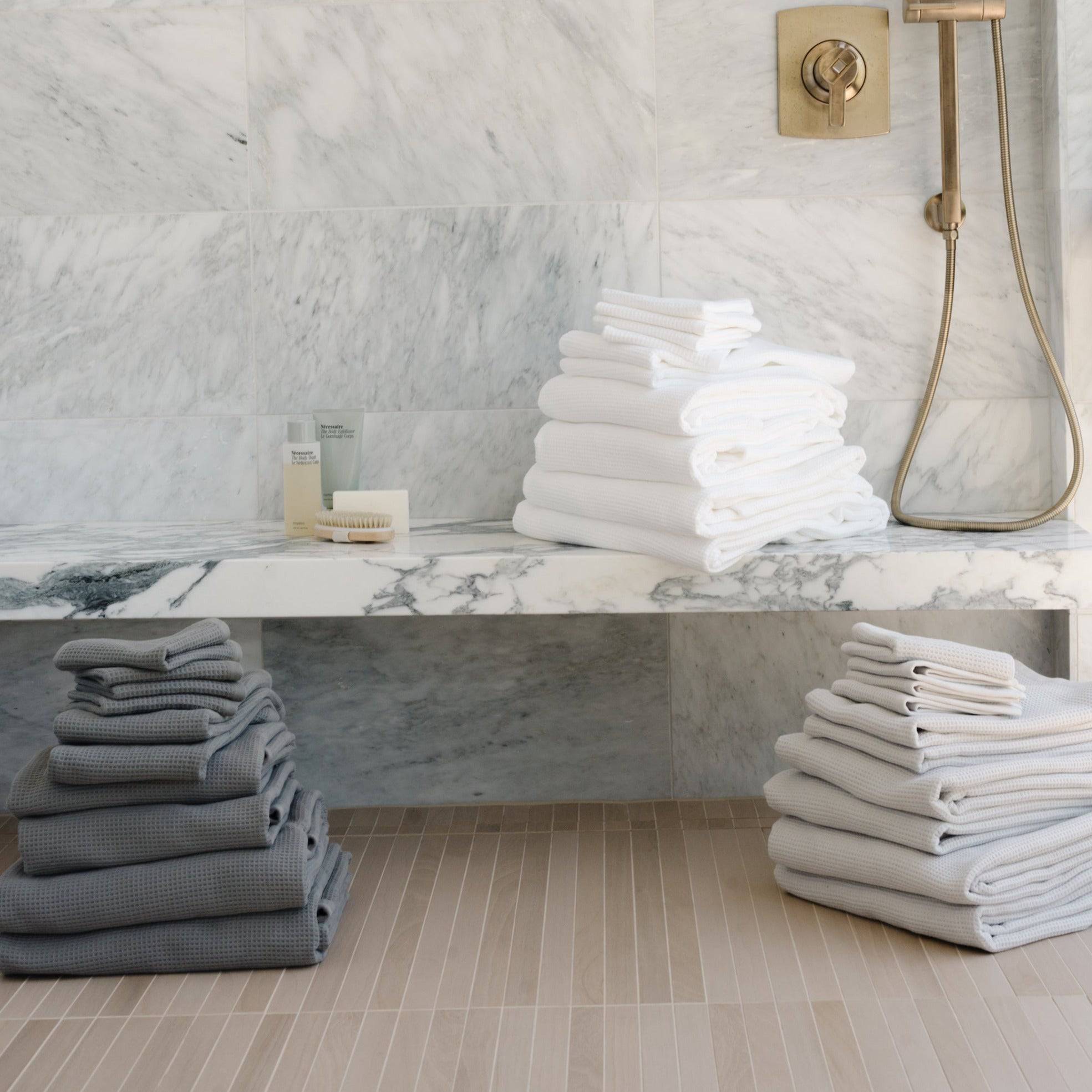 Waffle Bath Towel Set Bamboo Cotton Blend