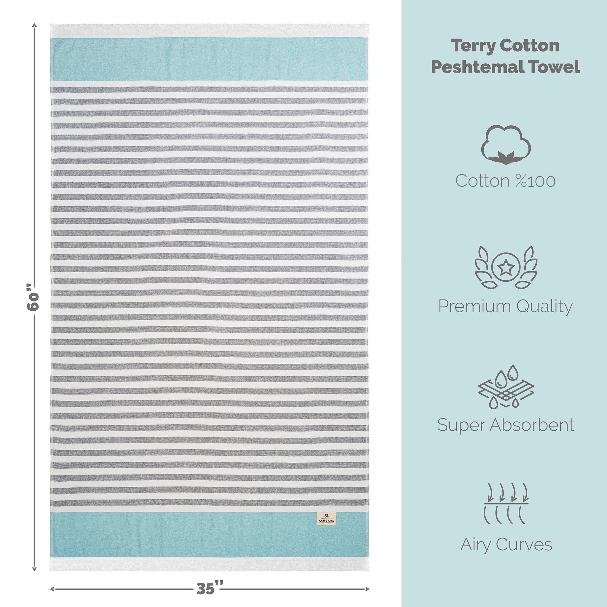 Mediterranean 100% Cotton Turkish Bath Towels