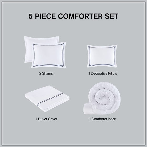 Luxury 500TC Cotton Embroidered Comforter Set 5PC